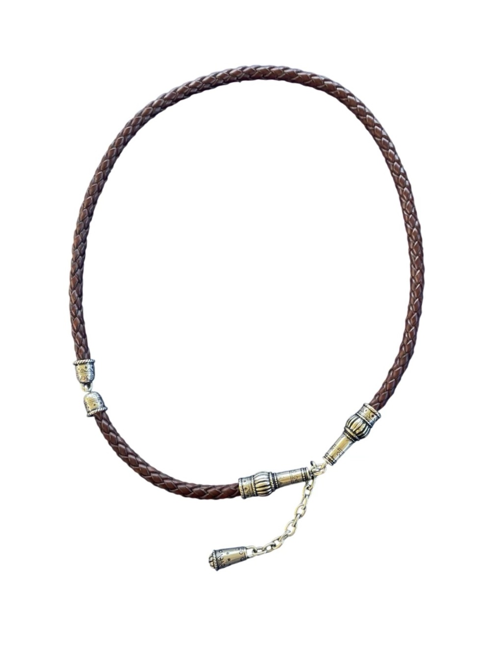 Vintage 80s 90s Braided Leather Cord Belt - Brown Woven Wrap Dangle Waist Belt,